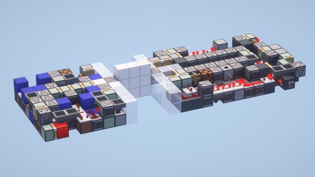 高さが2ブロックの3x3ピストンドア